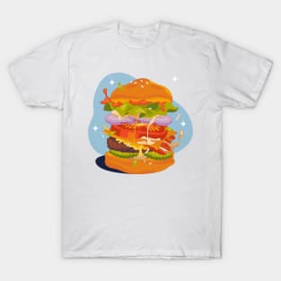 Hand Drawn Burgers Design T-Shirt